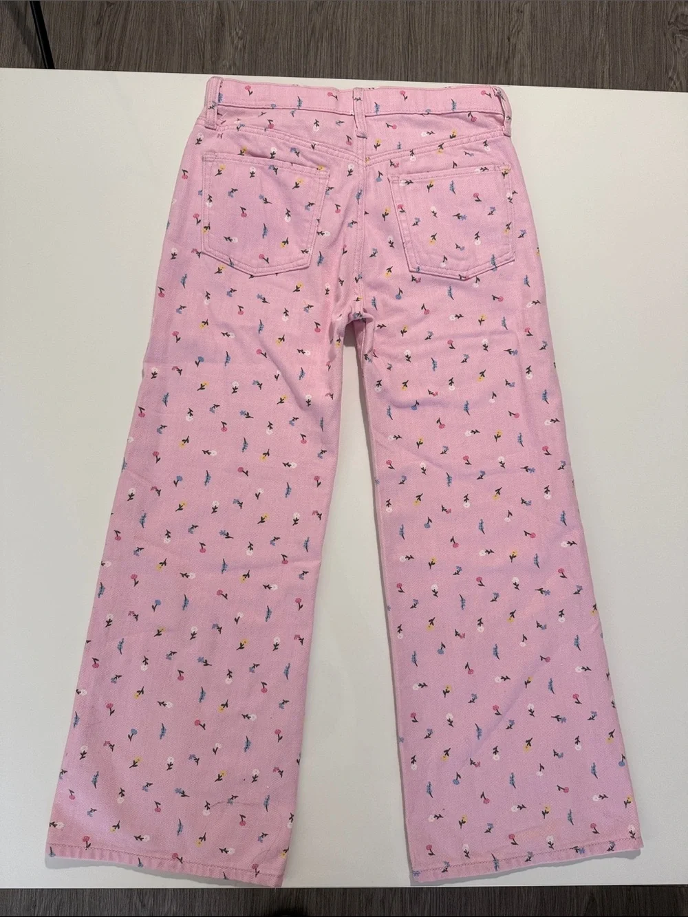 Old Navy • Girls High Rise Baggy Wide Leg Jeans • Pink & Floral • Size 14